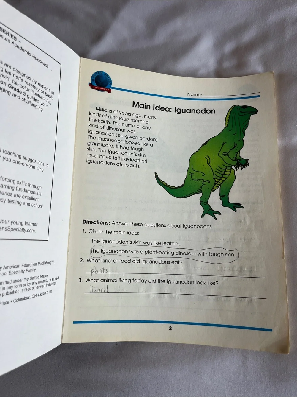 Master Skills Reading Comprehension Grade 3 Workbook ISBN 156189043X